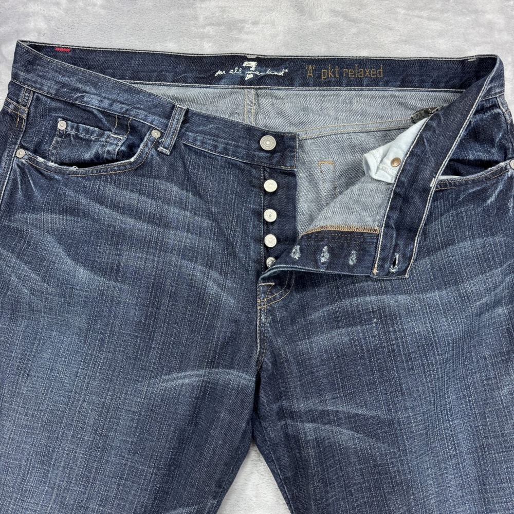 7 FOR ALL MANKIND 'A' Pkt Relaxed Jeans Mens 40x31 Dark Wash Button Fly USA - Picture 3 of 11